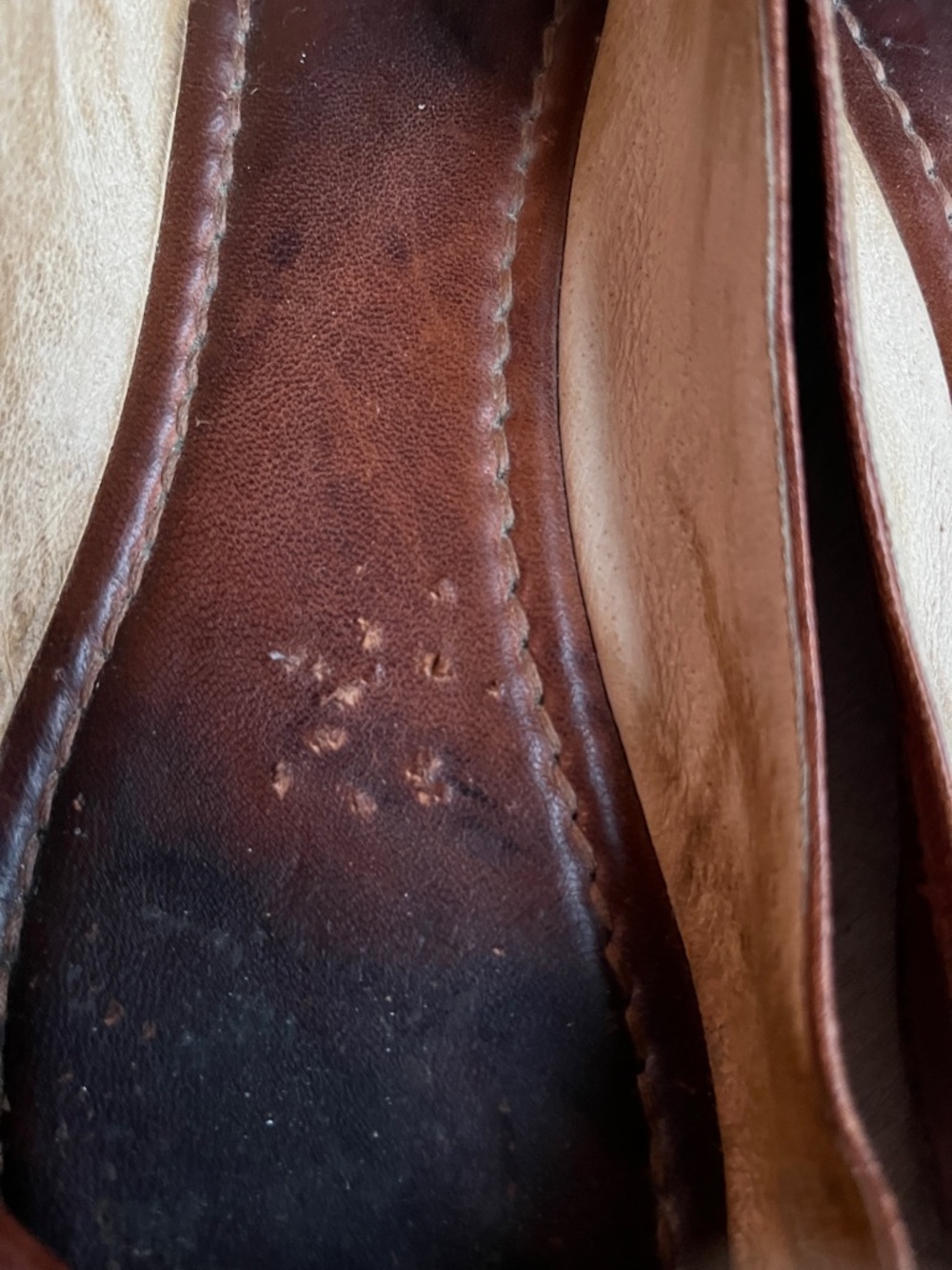 Frye Women's Cognac Leather Ballet Flats - Picture 3 of 7